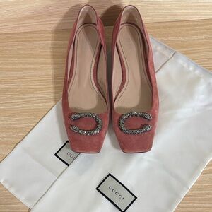 Gucci Dionysus Crystal Pink Suede Flats US 11 Statement Designer